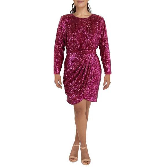 Eliza J Womens Pink Sequined Knee-Length Formal Cocktail And Party Dress NWT - Picture 2 of 3